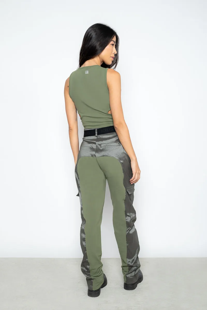 Blusa Vida cropped com recortes assimétricos em malha block -  Verde