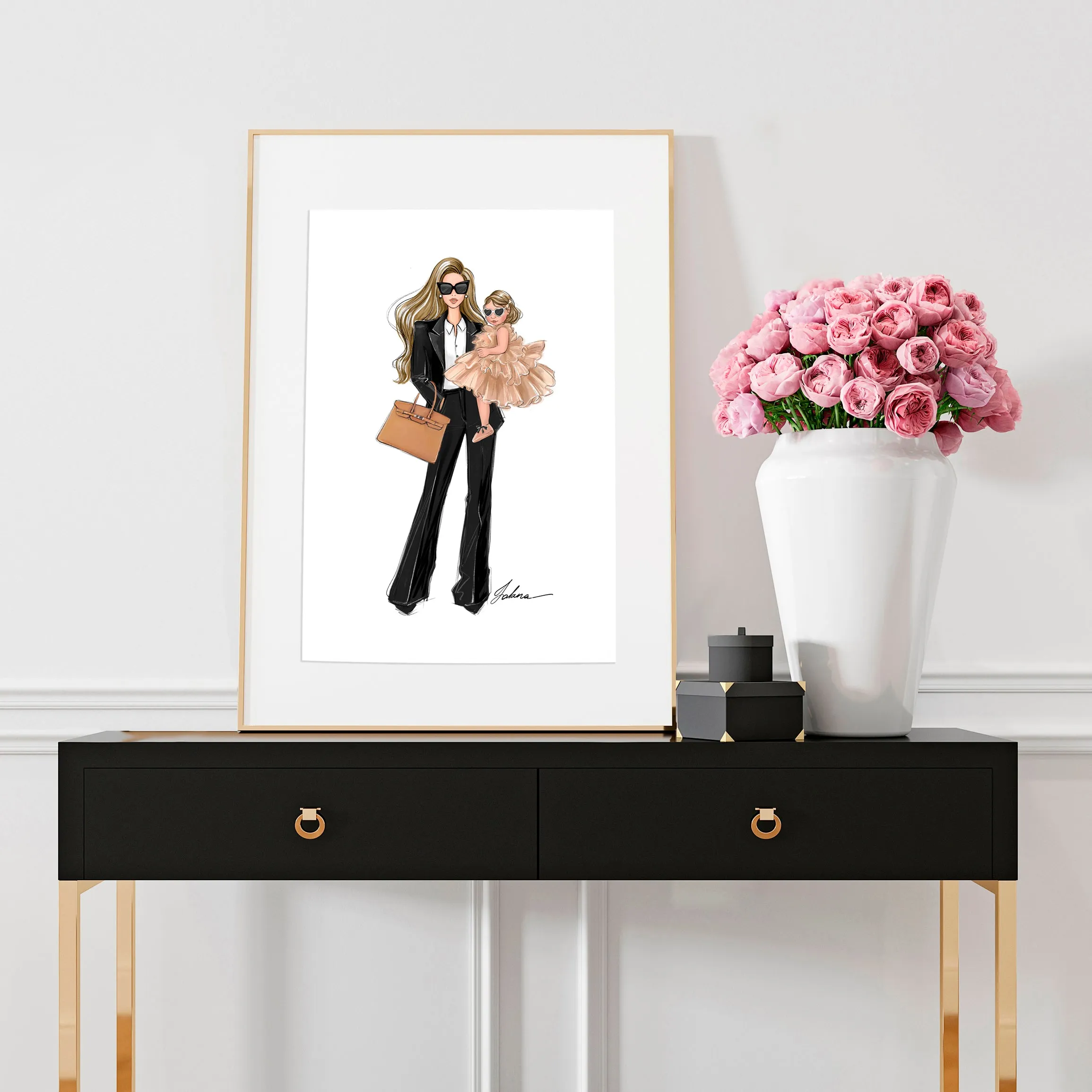 Business Mom of girl art print fashion Illustration