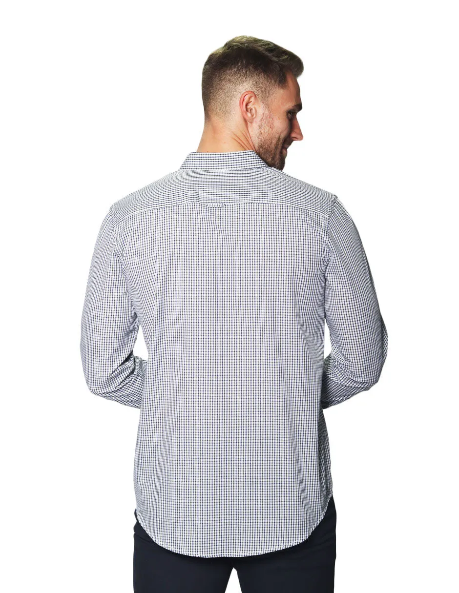 Camisas Para Hombre Manga Larga Micro Cuadros B45212 Olivo