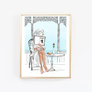 Summer morning art print fashion illustration